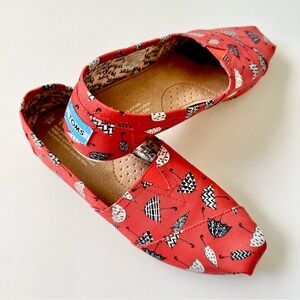Toms Classic Umbrella Slip-On Red Flats Shoes